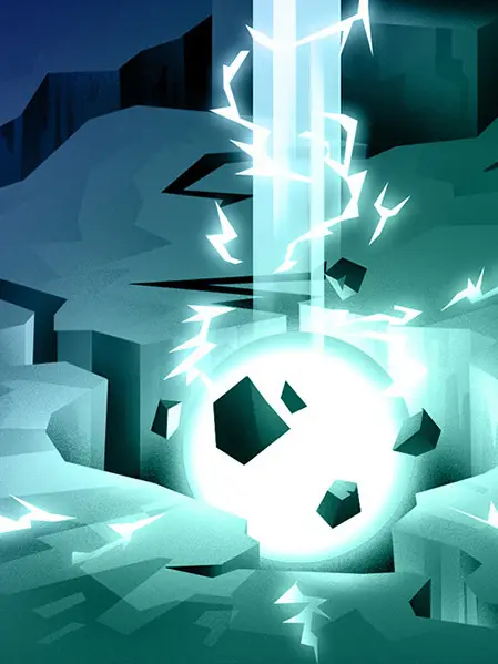 globular lighting exploding in a chasm low poly illustration by fabio rodaro